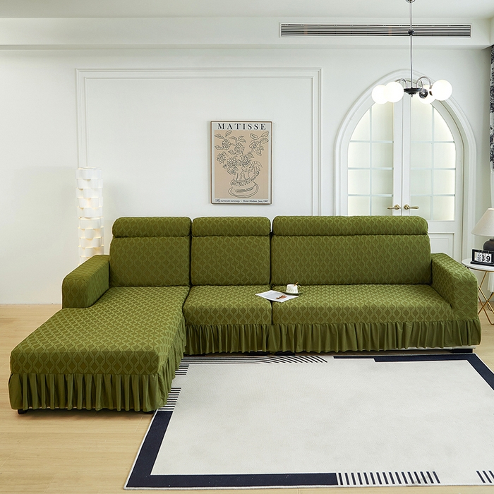 91家纺网 家纺一手货源 找家纺 （总）2024新款加厚高弹拉花绒全包防尘沙发套罩-菱形格系列