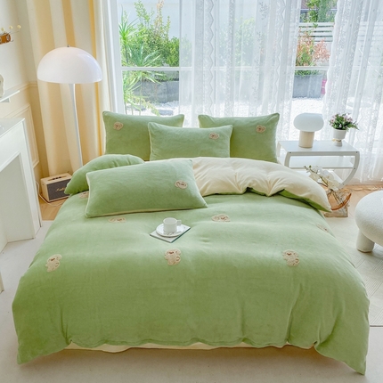 91家纺网 家纺一手货源 找家纺 （总）眷恋家纺 2025新款牛奶绒毛巾绣四件套