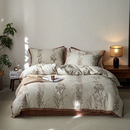 时年家纺 2024新款全棉印花飞边款四件套（充值会员享优惠） 希悦