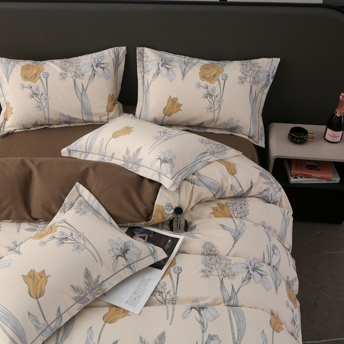 91家纺网 家纺一手货源 找家纺 大吉  2024新款加厚喷气全棉磨毛被套 花叶