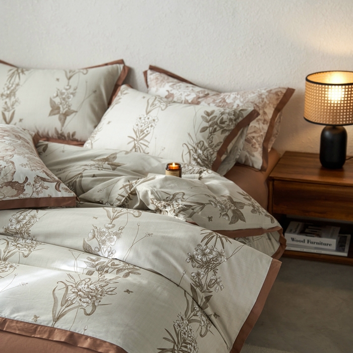 91家纺网 家纺一手货源 找家纺 时年家纺 2024新款全棉印花飞边款四件套（充值会员享优惠） 希悦