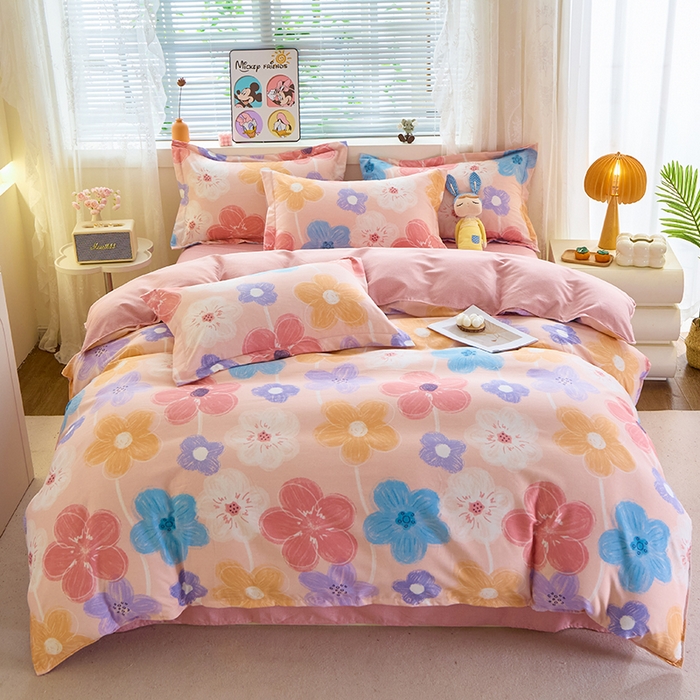 91家纺网 家纺一手货源 找家纺 牧笛缘家纺 2024新款全棉磨毛单被套 花晓