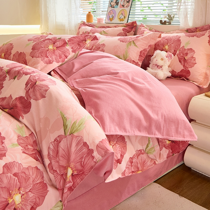 91家纺网 家纺一手货源 找家纺 牧笛缘家纺 2024新款全棉磨毛单被套 花都韵彩