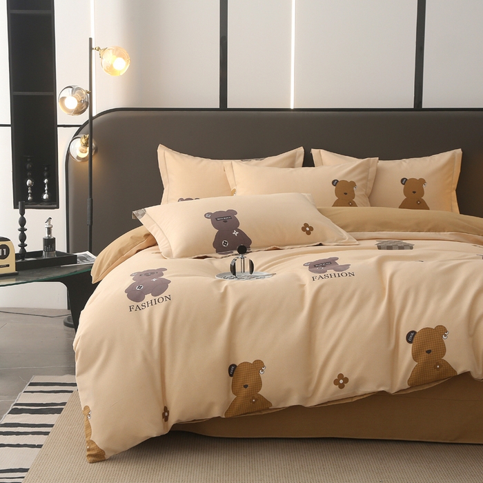 91家纺网 家纺一手货源 找家纺 大吉  2024新款加厚喷气全棉磨毛被套 路易熊