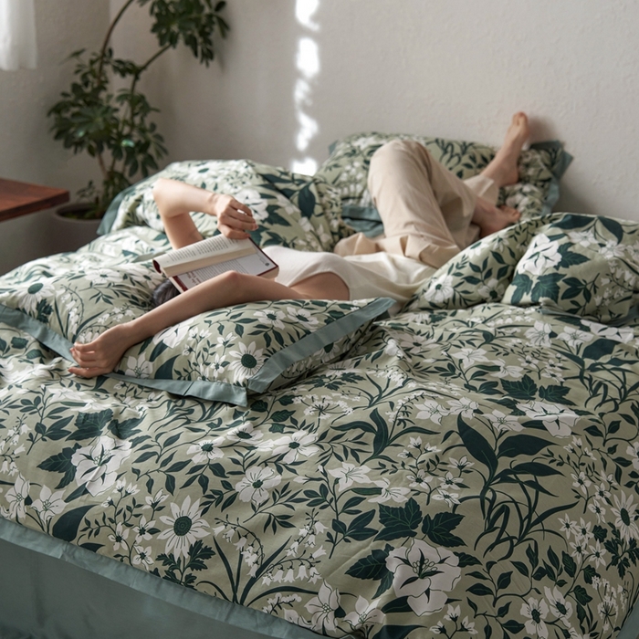 91家纺网 家纺一手货源 找家纺 时年家纺 2024新款全棉印花飞边款四件套（充值会员享优惠） 意晚