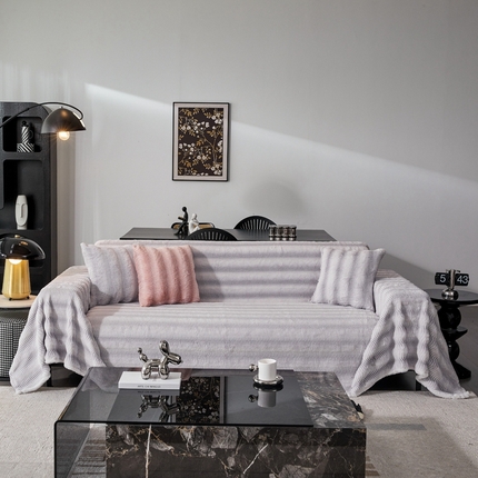 91家纺网 家纺一手货源 找家纺 （总）逸尚阁 2024新款高克重加厚兔绒极奢沙发巾沙发垫