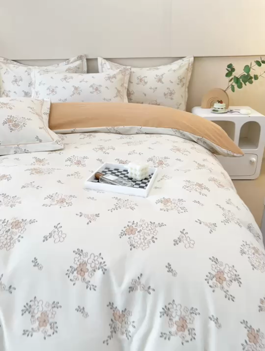 91家纺网 家纺一手货源 找家纺 大吉  2024新款加厚喷气全棉磨毛被套 秋香