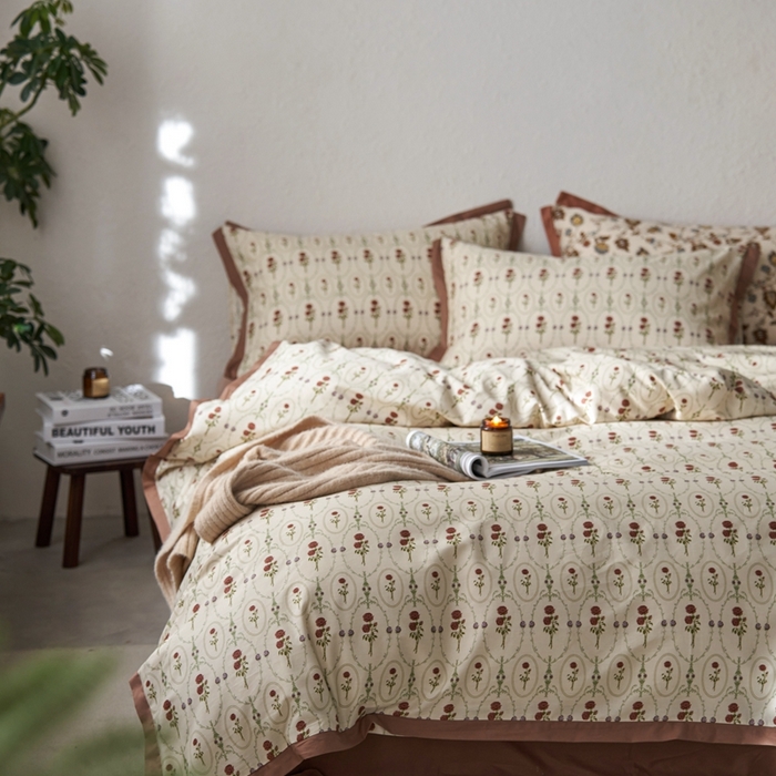 91家纺网 家纺一手货源 找家纺 时年家纺 2024新款全棉印花飞边款四件套（充值会员享优惠） 锦一