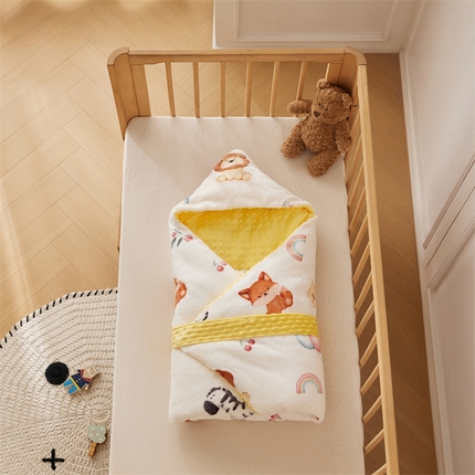 91家纺网 家纺一手货源 找家纺 （总）2024新款牛奶绒豆豆绒婴儿可拆式抱被