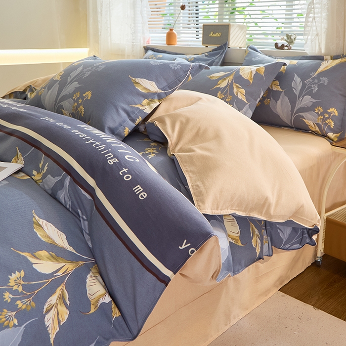 91家纺网 家纺一手货源 找家纺 牧笛缘家纺 2024新款全棉磨毛单被套 镜中花