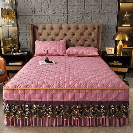 91家纺网 家纺一手货源 找家纺 （总）锦逸家居 2024新款加厚磨毛轻奢夹棉床裙床笠三件套系列-佳人