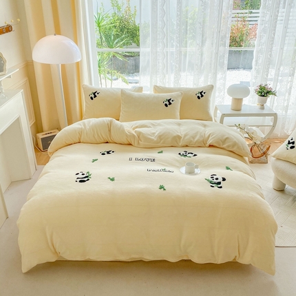 91家纺网 家纺一手货源 找家纺 （总）眷恋家纺 2025新款牛奶绒毛巾绣四件套