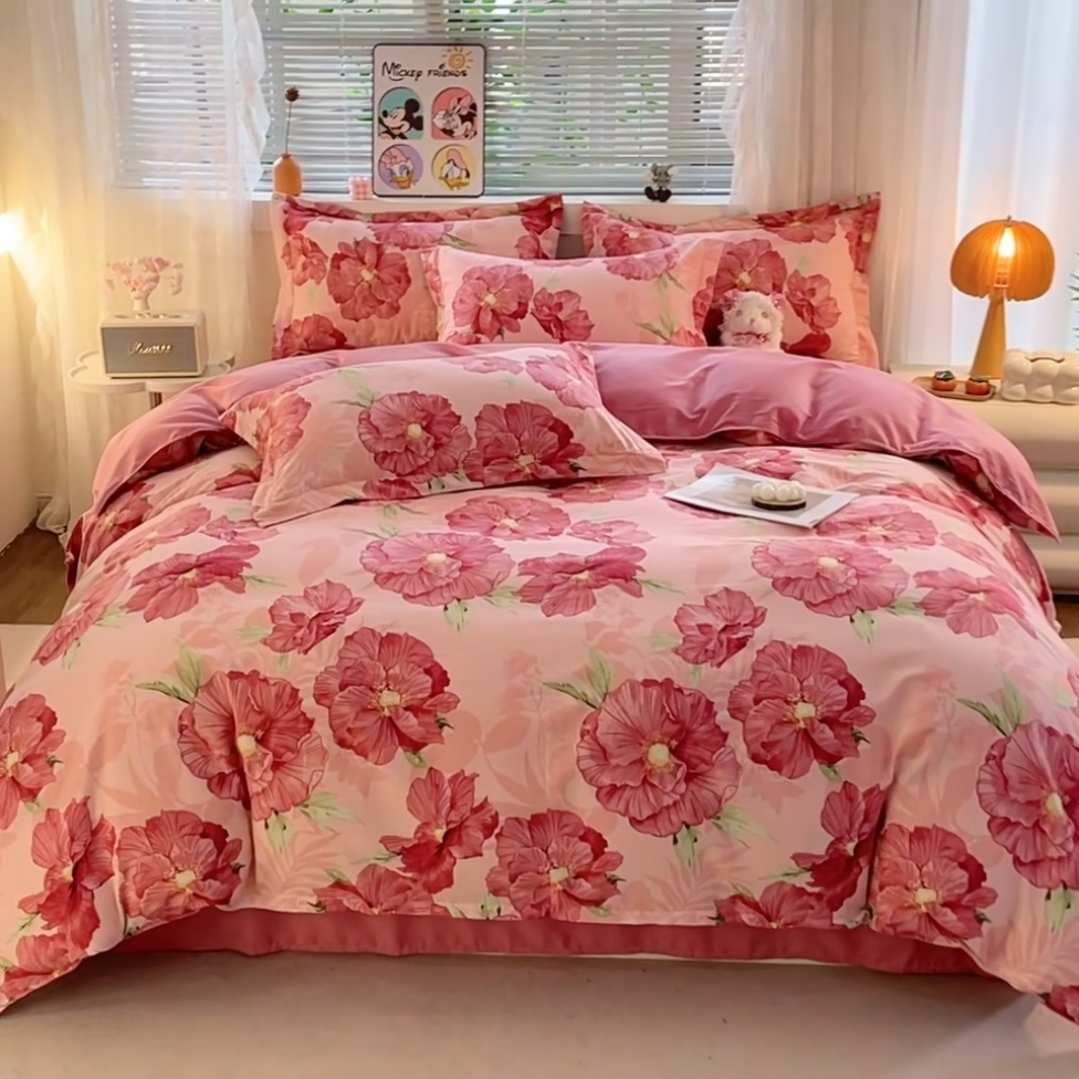 91家纺网 家纺一手货源 找家纺 牧笛缘家纺 2024新款全棉磨毛单被套 花都韵彩