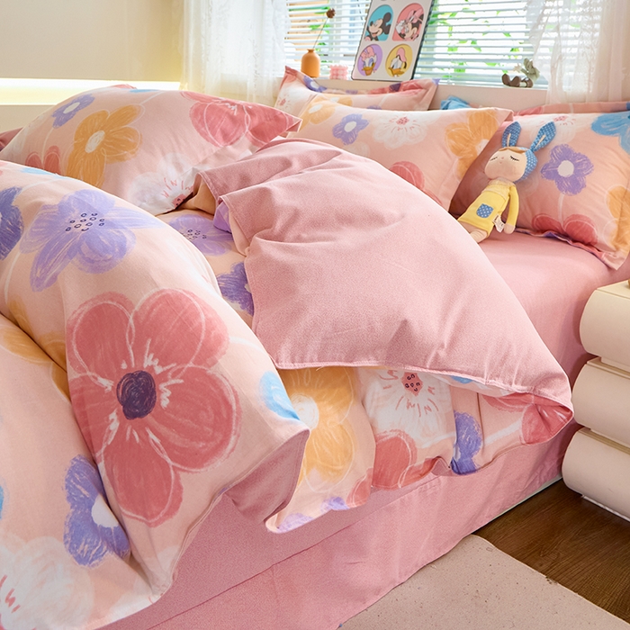 91家纺网 家纺一手货源 找家纺 牧笛缘家纺 2024新款全棉磨毛单被套 花晓