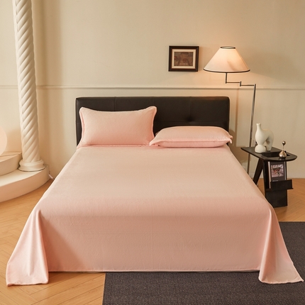 雅萱家纺 2024新款纯色牛奶绒床单 牛奶绒床单浅粉
