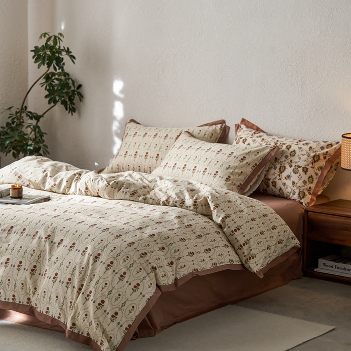 91家纺网 家纺一手货源 找家纺 时年家纺 2024新款全棉印花飞边款四件套（充值会员享优惠） 锦一