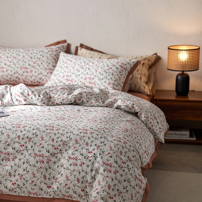 91家纺网 家纺一手货源 找家纺 时年家纺 2024新款全棉印花飞边款四件套（充值会员享优惠） 芊雅