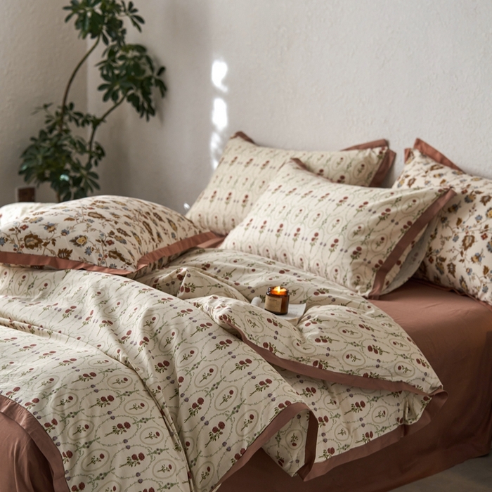 91家纺网 家纺一手货源 找家纺 时年家纺 2024新款全棉印花飞边款四件套（充值会员享优惠） 锦一