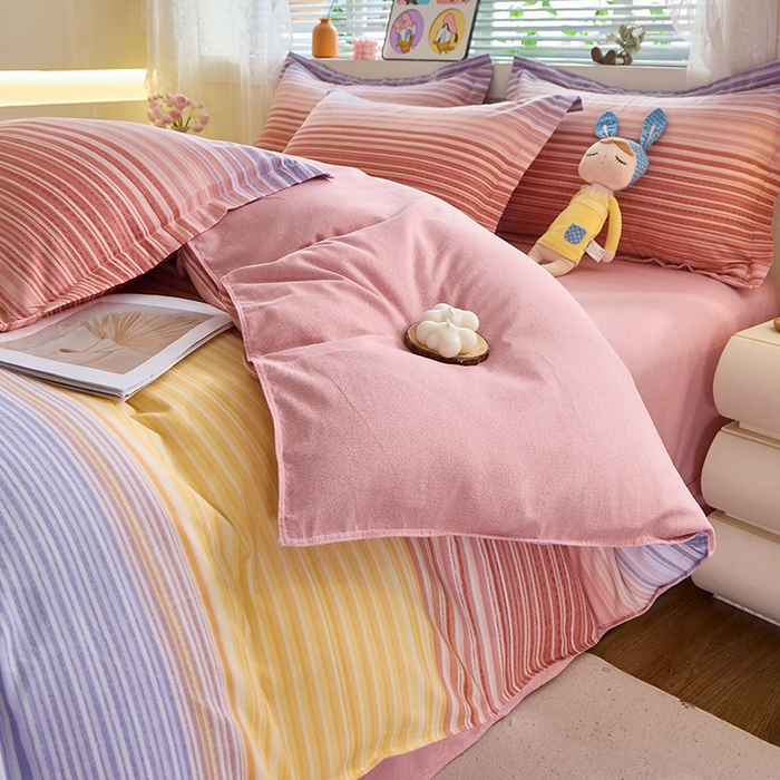 91家纺网 家纺一手货源 找家纺 牧笛缘家纺 2024新款全棉磨毛单被套 安琪拉