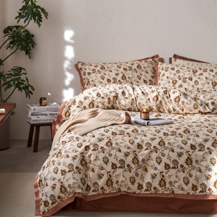 91家纺网 家纺一手货源 找家纺 时年家纺 2024新款全棉印花飞边款四件套（充值会员享优惠） 景瑶