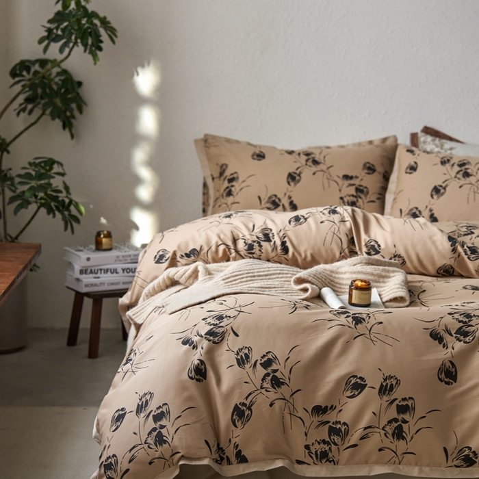 91家纺网 家纺一手货源 找家纺 时年家纺 2024新款全棉印花飞边款四件套（充值会员享优惠） 与墨