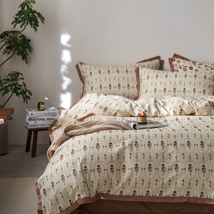 91家纺网 家纺一手货源 找家纺 时年家纺 2024新款全棉印花飞边款四件套（充值会员享优惠） 锦一