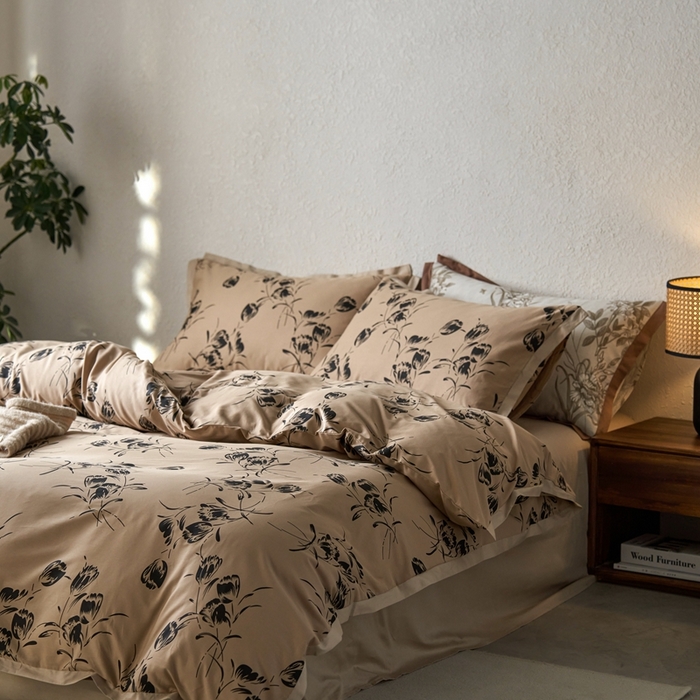 91家纺网 家纺一手货源 找家纺 时年家纺 2024新款全棉印花飞边款四件套（充值会员享优惠） 与墨