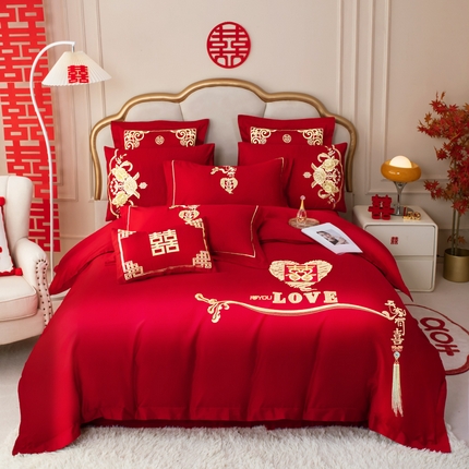 91家纺网 家纺一手货源 找家纺 （总）千禧家纺 2025新款全棉13372婚庆绣花系列