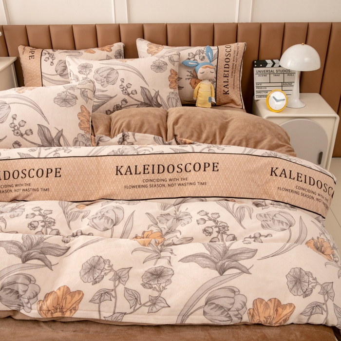 91家纺网 家纺一手货源 找家纺 乐居坊 2024新款高克重牛奶绒印花保暖四件套 达尔文