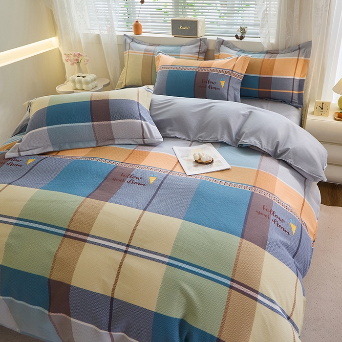 91家纺网 家纺一手货源 找家纺 牧笛缘家纺 2024新款全棉磨毛床笠四件套 安德烈