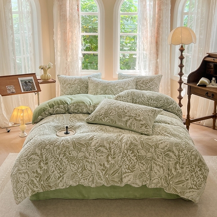 91家纺网 家纺一手货源 找家纺 （总）大元 2025新款A类立体雕花牛奶绒四件套