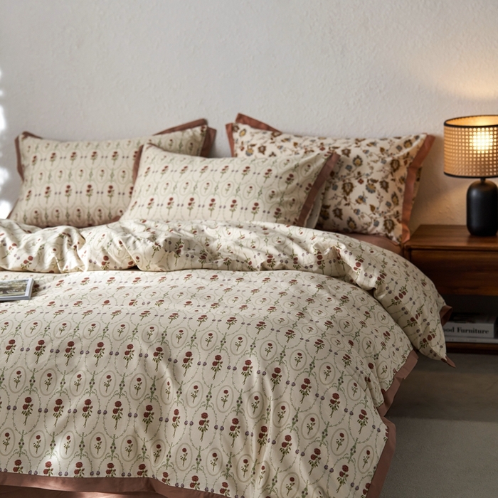 91家纺网 家纺一手货源 找家纺 时年家纺 2024新款全棉印花飞边款四件套（充值会员享优惠） 锦一