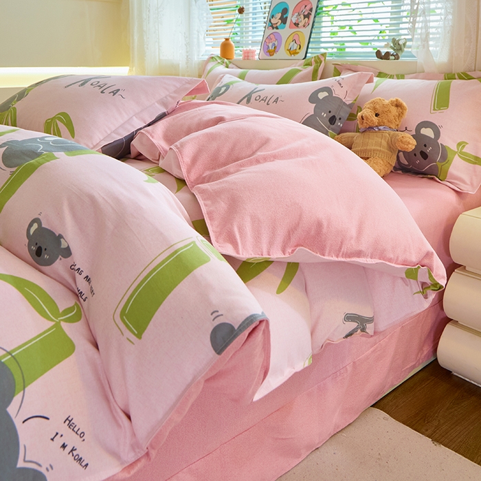 91家纺网 家纺一手货源 找家纺 牧笛缘家纺 2024新款全棉磨毛单被套 考拉