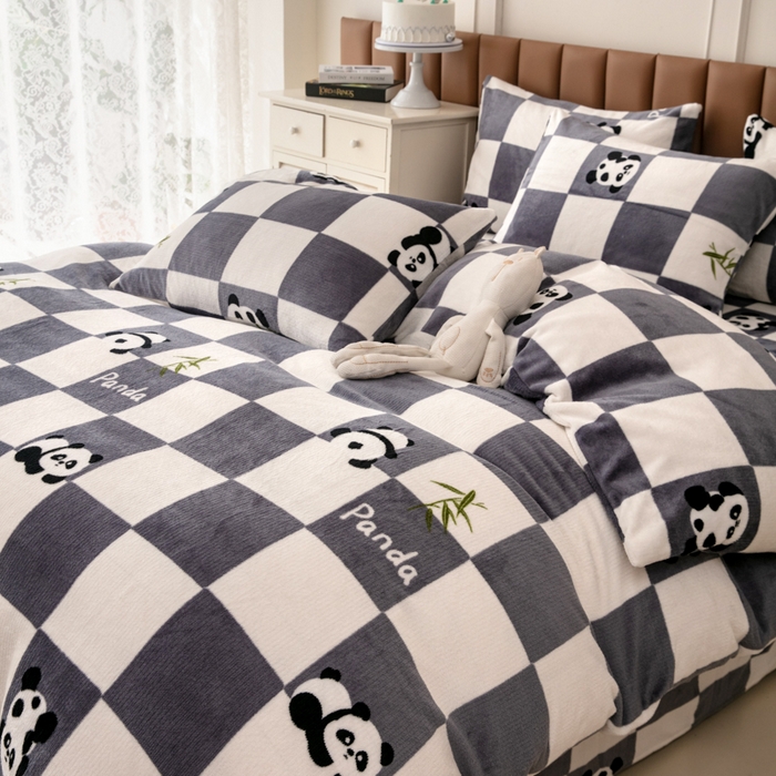 91家纺网 家纺一手货源 找家纺 乐居坊 2024新款高克重牛奶绒印花保暖四件套 超级萌宠