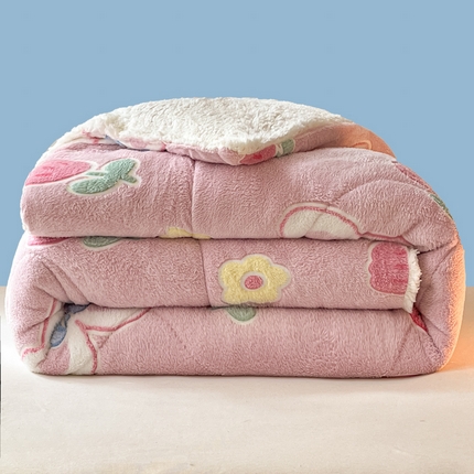 91家纺网 家纺一手货源 找家纺 （总）花伞家居 2024新款加厚雪花绒羊羔绒秋冬冬被保暖被芯