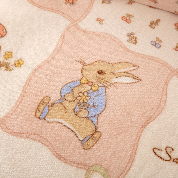 91家纺网 家纺一手货源 找家纺 乐居坊 2024新款高克重牛奶绒印花保暖四件套 奶油兔-粉