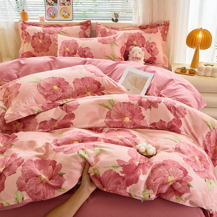 91家纺网 家纺一手货源 找家纺 牧笛缘家纺 2024新款全棉磨毛单被套 花都韵彩