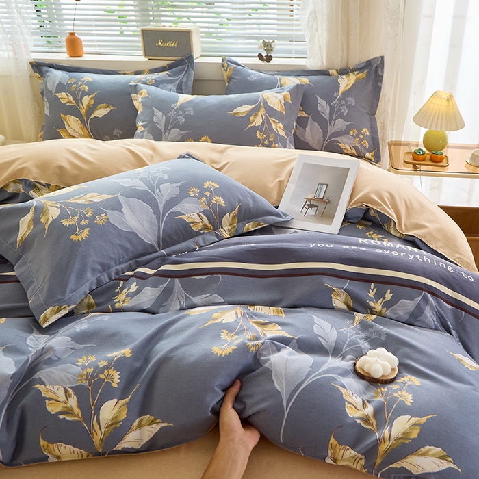 91家纺网 家纺一手货源 找家纺 牧笛缘家纺 2024新款全棉磨毛单被套 镜中花