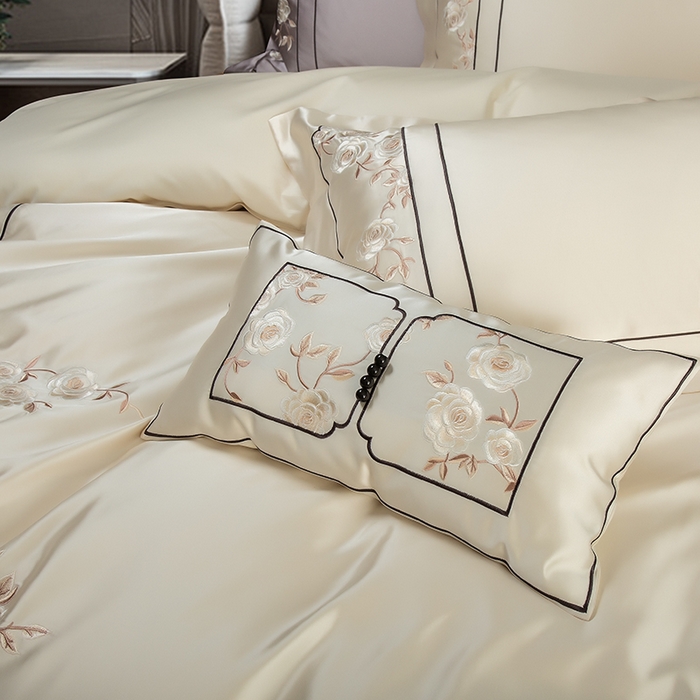 91家纺网 家纺一手货源 找家纺 （总）2024新款亲肤舒适时尚轻奢四件套--幸福里-奶昔白