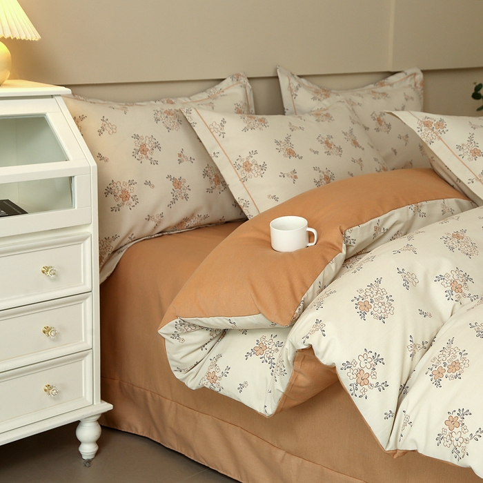 91家纺网 家纺一手货源 找家纺 大吉  2024新款加厚喷气全棉磨毛被套 秋香