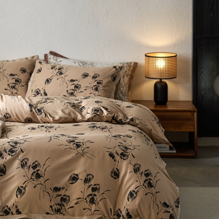 91家纺网 家纺一手货源 找家纺 时年家纺 2024新款全棉印花飞边款四件套（充值会员享优惠） 与墨