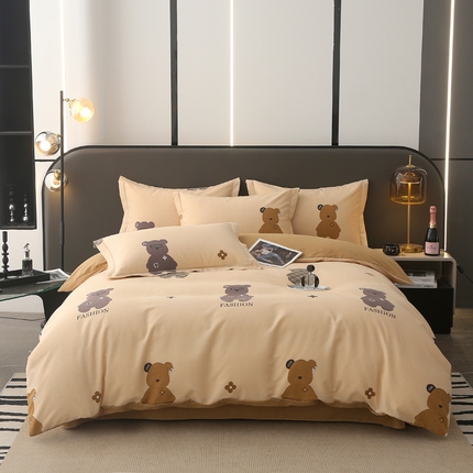 大吉  2024新款加厚喷气全棉磨毛被套 路易熊