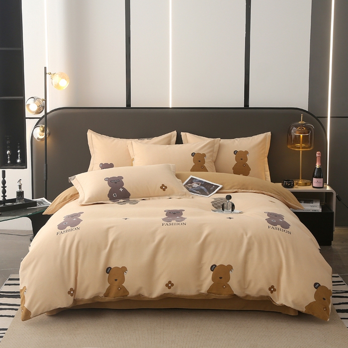 91家纺网 家纺一手货源 找家纺 大吉  2024新款加厚喷气全棉磨毛被套 路易熊