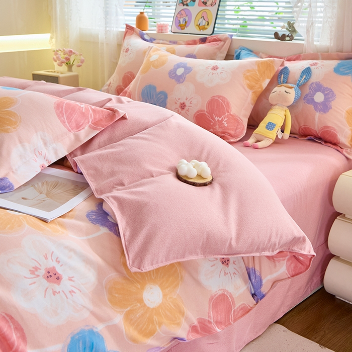 91家纺网 家纺一手货源 找家纺 牧笛缘家纺 2024新款全棉磨毛单被套 花晓