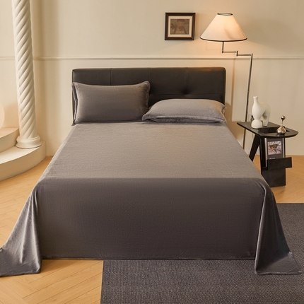 雅萱家纺 2024新款纯色牛奶绒床单 牛奶绒床单深灰