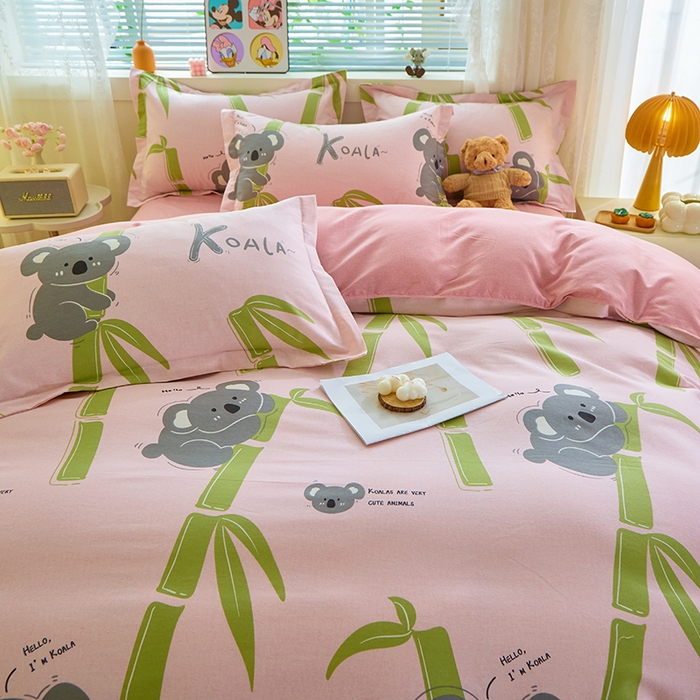 91家纺网 家纺一手货源 找家纺 牧笛缘家纺 2024新款全棉磨毛单被套 考拉