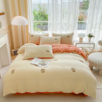 91家纺网 家纺一手货源 找家纺 （总）眷恋家纺 2025新款牛奶绒毛巾绣四件套