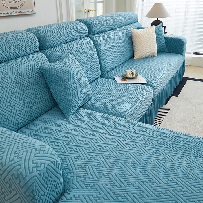 91家纺网 家纺一手货源 找家纺 （总）2024新款加厚高弹拉花绒全包防尘沙发套罩-清韵系列