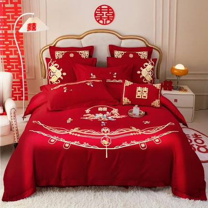 91家纺网 家纺一手货源 找家纺 （总）千禧家纺 2025新款全棉13372婚庆绣花系列