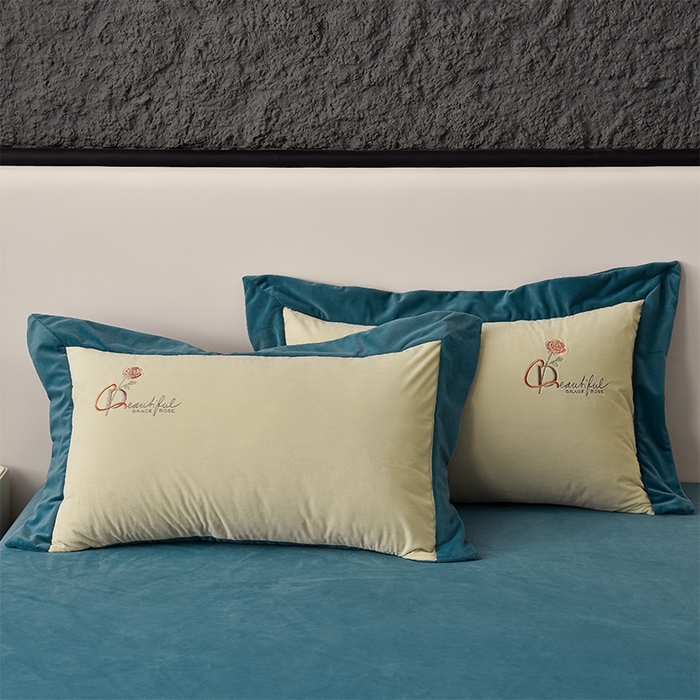 91家纺网 家纺一手货源 找家纺 2024新款加厚保暖A类婴儿绒四件套-朵拉系列 朵拉-牛油果绿+深湖绿